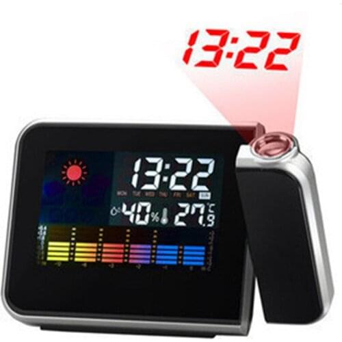 Projection Alarm Clock LED Digital Snooze Clock Display Weather Tempreture Calendar Table Desk Clock With USB Time Projector