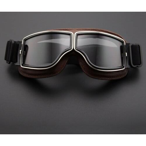 Universal Vintage Motorcycle Goggles Motorbike Scooter Biker Glasses Helmet Goggles Foldable Retro Motorcycle Leather Glasses