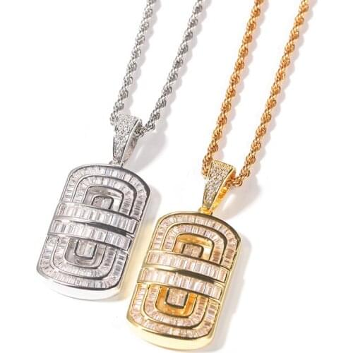 Hip Hop Micro Paved AAA+ Cubic Zirconia Bling Iced Out Geometric Square Pendants Necklaces for Men Rapper Jewelry Drop Shipping
