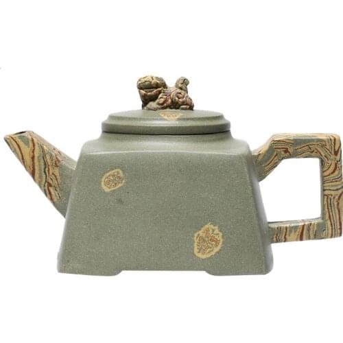Auspicious Green Clay Quartet Zisha Teapot Yixing Handmade Pot Kung-fu Teaware Purple Clay Drinkware For Puer Green Black