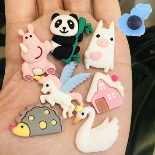 1Pcs Hippo Panda Animals House Unicorn Resin Garden Shoe Accessories Decoration Charms Fit Croc Jibz Holes Backpack Kid Gifts
