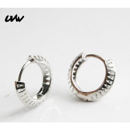 UVW404 2pc Punk Round Cooper Hollow Out Hoop Earrings for Men Inner Size 10mm Pendienties Brincos Fashion Jewelrys Silver Color