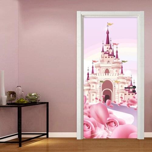 3D Wall Door Sticker Modern Creative DIY Home Design Cartoon Castle PVC Self-Adhesive Waterproof Sticker On The Door Wallpapers