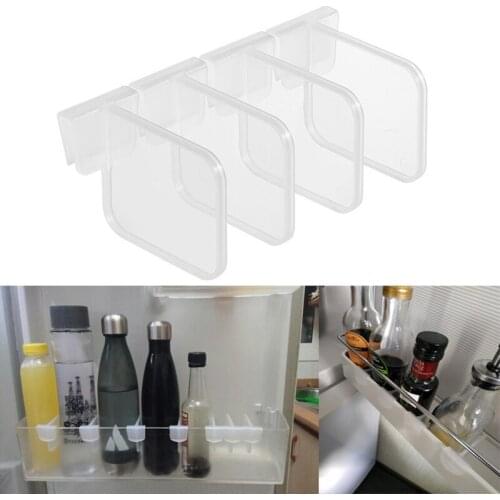 4pcs Storage Partition Board Refrigerator Combination Plastic Kitchen Snap Type Bottle Can Shelf Sorting Partition Board