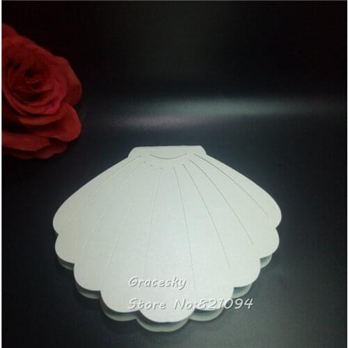 40pcs/lot Free Shipping Laser die Cut Creative Shell Design folded Paper Wedding Invitation Cards RSVP Cards text personalized