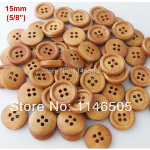 50pcs/lot 15mm Natural Wooden Buttons bulk Sewing Children decoration for Craft Accessorie Buttons china scrapbooking