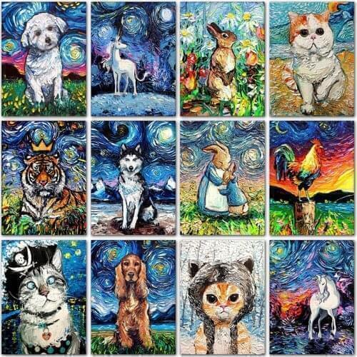 5D DIY Diamond painting animals cat dog rabbit Cartoon art Full Round Diamond mosaic Full Square Diamond embroidery Cross stitch