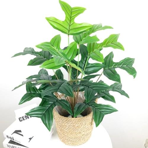65cm Tropical Monstera Large Artificial Plants Fake Palm Tree Green Plastic Leafs 18 Heads Coconut Tree Branches For Home Decor