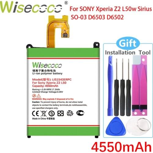 Wisecoco 4550mAh LIS1543ERPC Battery For SONY Xperia Z2 L50w L50U L50T SiriusSO-03 D6503 D6502 +Tracking Number