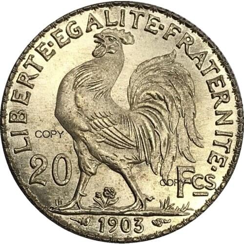 Aliexpress france France Gold 20 Francs 1903 Gold Marianne Rooster Brass Metal Copy Coin
