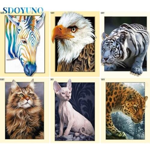 SDOYUNO 5D DIY Diamond Painting Animals Full Square Diamond Mosaic Diamond Embroidery Cross Stitch Rhinestone Pictures Home Deco