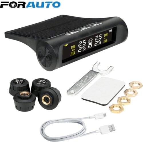 FORAUTO Auto Security Alarm Systems Tyre Pressure Solar Power Digital LCD Display Car TPMS Tyre Pressure Monitoring System