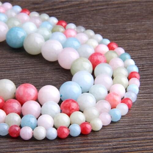 6 8 10mm Natural Gem stone beads Colorful Chalcedony Stone Angelite loose Round Beads For handmade jewelry Making Bracelet gift