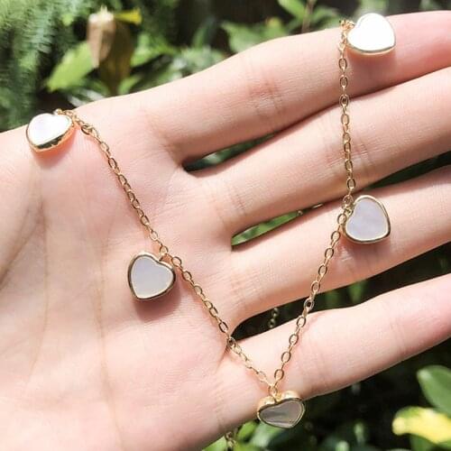 EYIKA Elegant Sea Shell Heart Water Drop Pendant Choker Necklace for Women Gold Color Clavicle Chain Zircon Temperament Jewelry