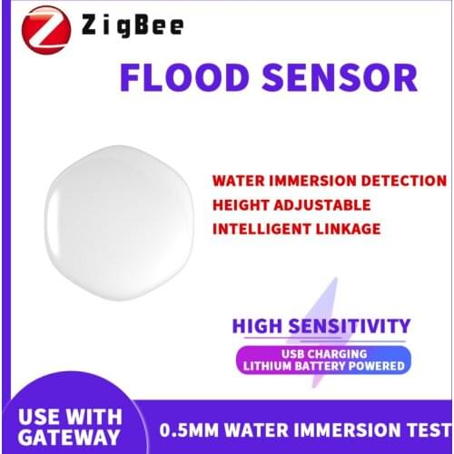 Tuya ZigBee Sensor Water Leakage Alarm Detector Water Leak Sensor Flood Realtime Alarm Work With Smart Life App Remote Control