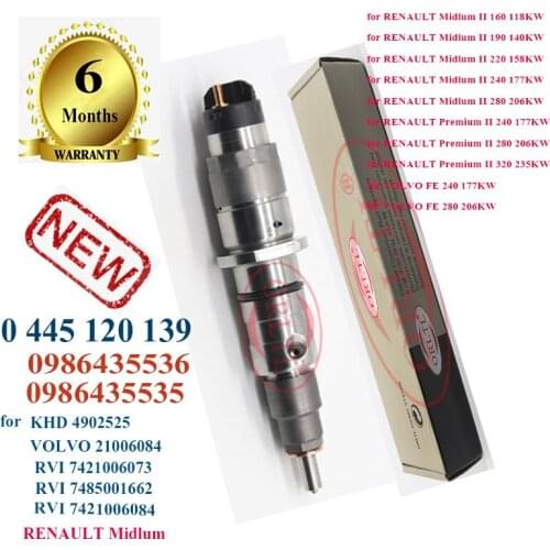 ORLTL 0445120139 0986435536 0445120138 0986435535 diesel injector 0445120139 FOR RVI 7485001662 RVI 7421006084 KHD 4902525 VOL