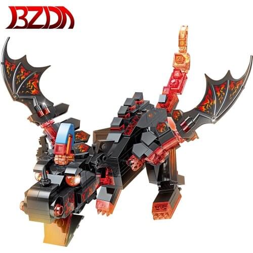 BZDA Thrones Dragon Bricks Role Lava Black Dragon Building Blocks Death Balerion Anime Action Figures Toys For kids Gifts DIY