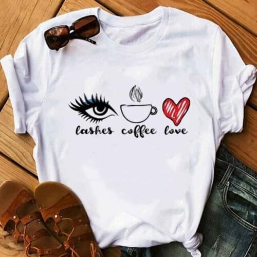 FIXSYS Summer New Fashion Beauty Aesthetic Eyelashes Prints Tshirt Harajuku Princess Makeup Art Female T-shirt Kawaii Tee