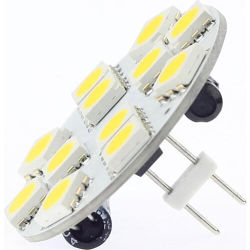 12Led G4 Light SMD 5050 Wide Volt AC/DC10-30V Back Pin White Warm White Round Board