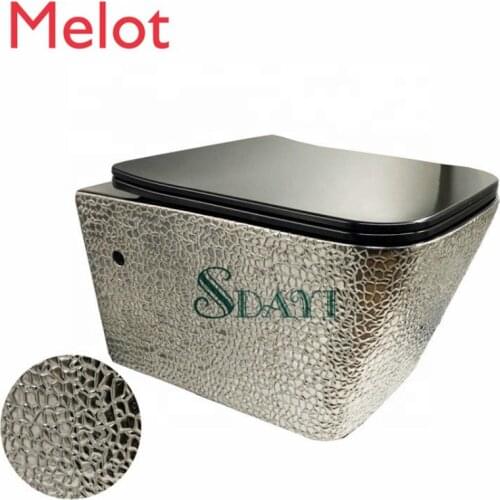 Ceramic rimless gold color wall hung toilet bathroom toilet gold design