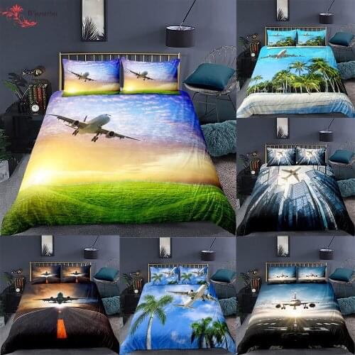 Homesky 3D Bedding Set For Boy Airplane Duvet Cover Aircraft Quilt Cover Home Bed Textile Bedding Plane King Single Double Sizes