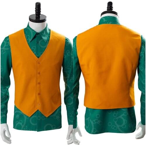 Fast delivery Movie Joker Cosplay Costume Fancy Halloween Cosplay Joker Costume Shirt+Vest men Xmas Gift