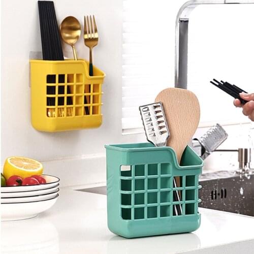 Kitchen Tableware Storage Holder Hanging Spoon Draining Rack 2 Cells Fork Cutter Rest Stand With Drainage Holes For Kitchen