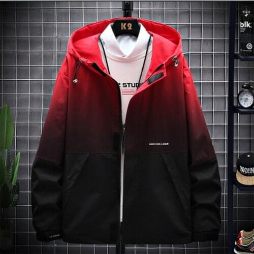 2021 Spring Autumn Jacket Mens Slim Gradient Jacket Mens Casual Sports Coats Brand Mens Hooded Inner Pocket Male Jacket