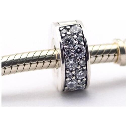 Trendy 925 Sterling Silver Clear CZ Shining Elegance Clip Charm Beads Fits Pandora Charms Bracelet Silver 925 Jewelry Making