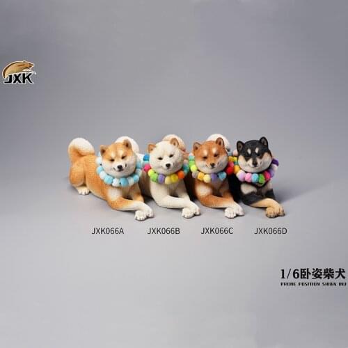 JXK 1/6 Prone Position Shiba Inu Model Cute Dog Pet Animal Collector Handmade Decor Oenaments Toy for Children Adults Kids Gift