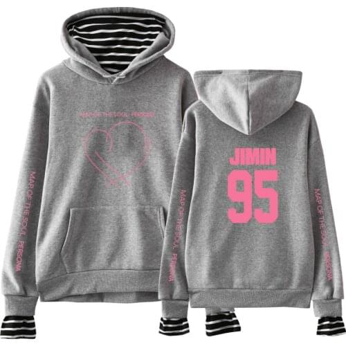 Fashion Brand JIMIN J-HOPE JUNG KOOK SUGA New album Map Of The Soul Persona Print Fake Two Pieces Hoodies Women/men Fashion Thin