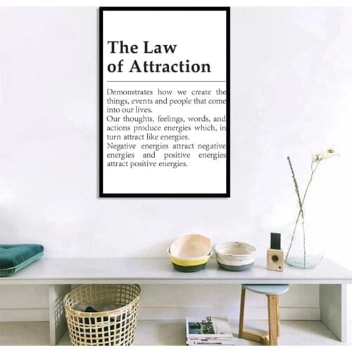 The Law of Attraction Definition Motivational Canvas Painting Inspirational Poster Print Modern Wall Art pictures home Decor