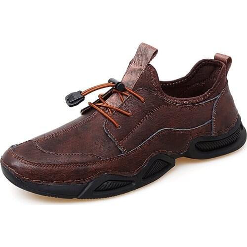 2021 Real Leather Mens Casual Shoes Flats Formal Dress Shoes Nonslip Slip on Black Mens Loafers Breathable Male Footwear