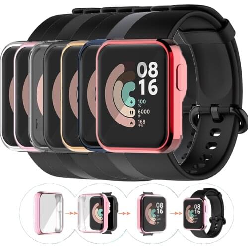 TPU Soft Full LCD Screen Glass Protector Case Shell Edge Frame For Xiaomi Mi Watch Lite Band Protective Bumper Cover Protection