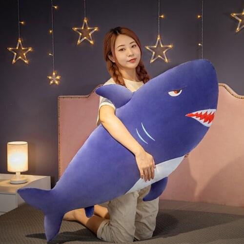 New 60/80/100cm Plush Shark Toys Stuffed Fish Animal Doll Soft Sleeping Pillows Sofa Bed Reading Cushion Baby Girls Kawaii Gift