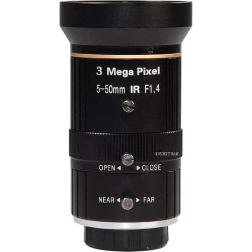 3Megapixel 1/2.7" 5-50mm F1.4 IR CS Mount Manual Iris Varifocal CCTV Lens for Analog IP Box HD Camera