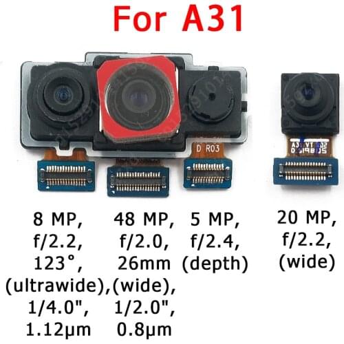 Original Front Rear Back Camera For Samsung Galaxy A31 A315 Main Facing Camera Module Flex Cable Replacement Spare Parts