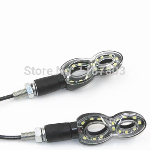 Pair LED Turn Signal Blue Light For Honda Yamaha Suzuki Kawasaki Street bike Dirt bike Dual Sport bike Cruiser Bobber Chopper
