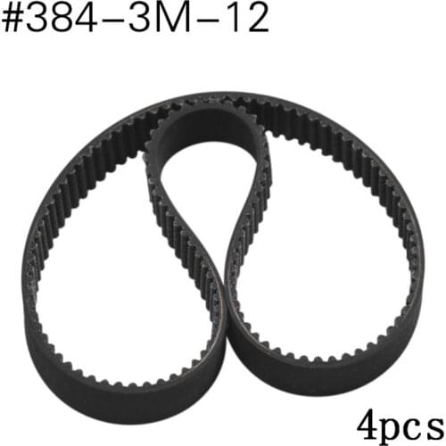 4pcs New Replacement 384mm Length Drive Belt HTD 384-3M-12 Escooter Electric Scooter 128 Teeth 12mm Width Electric Scooter Belt