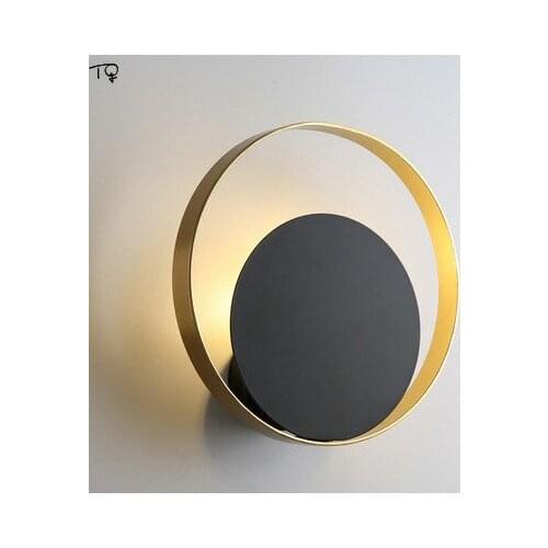 Nordic Luxury Individual Iron Art Round Led Wall Lamp Industrial Modern Simple Wall Sconces Bedroom Light Bedside Background