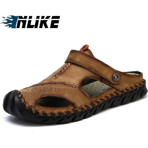 Classic Men Big Size Soft Sandals Comfortable Men Summer Shoes Genuine Leather Sandals Soft Sandals