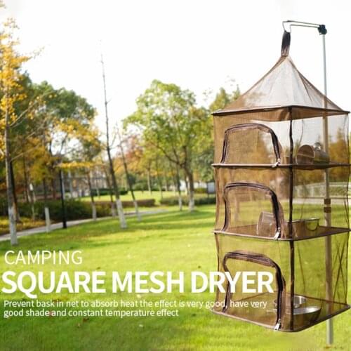 Foldable 4 Layers Drying Net Fish Net Drying Rack Hanging Vegetable Fish Dishes Dryer Net 39 x 39 x 100cm Hanger Fish Net