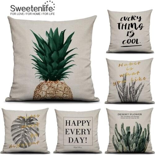 Sweetenlife Cushion Cover Plants Pillow Covers Cotton Linen 45*45cm Cushions Home Decor 2018 Nordic Decorative Pillows For Sofa