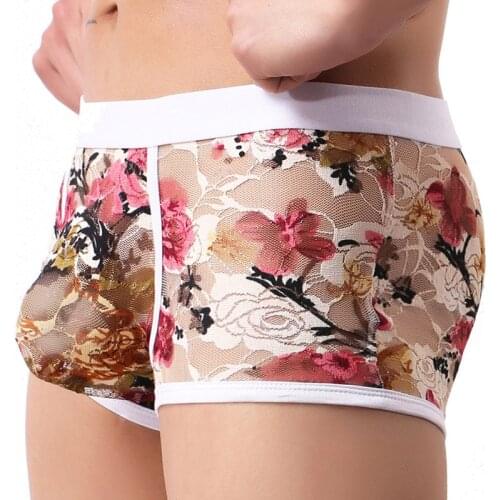 Sexy Lace Boxers Men Underwear Mens Boxers See Through Gay Panties Male Hombre Calzoncillo Cueca Masculina Boxershort Intimatess