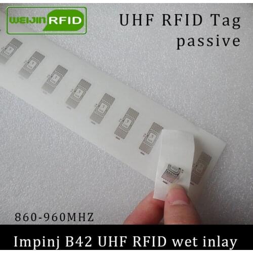 UHF RFID tag sticker Impinj B42 wet inlay 915mhz 900 868mhz 860-960MHZ EPCC1G2 6C smart adhesive passive RFID tags label