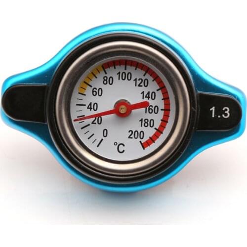 Motorcycle Car Universal Blue Water Tank Cover Thermostatic Gauge Radiator Cap with Pressure Meter Accessories 0.9/1.1/1.3