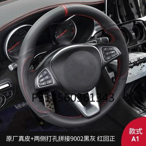 For Mercedes-Benz c200l c260l e300l glc c-class hand stitched suede steering wheel cover