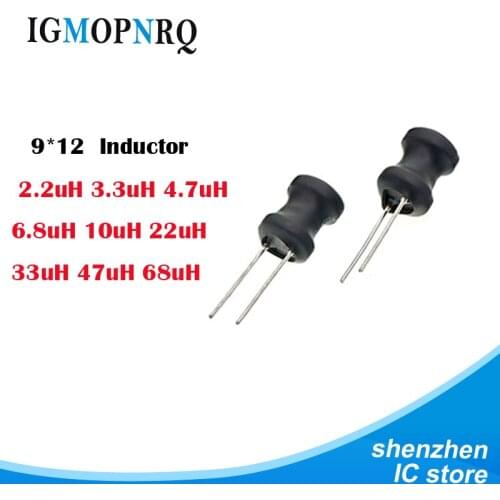 10pcs Unshielded Wirewound DIP power Inductor 0912 (9*12mm) 2.2uH 3.3uH 4.7uH 6.8uH 10uH 22uH 33uH 47uH 68uH I-shaped inductance