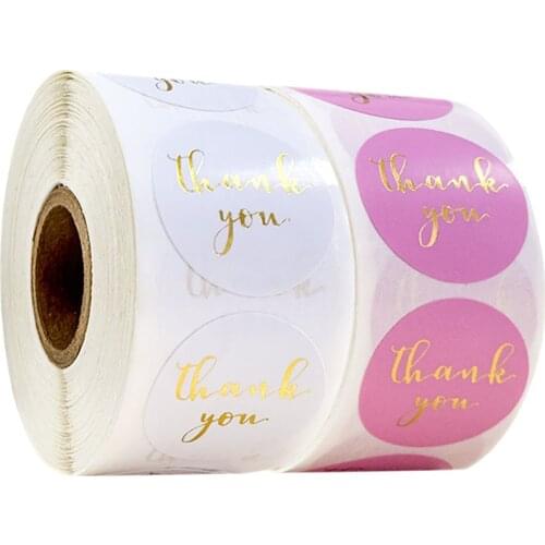 100-500pcs Purple or White Thank You Stickers with Gold Foil Thank You Seal Labes for Wedding Decoration Kids Gift Toy Stickers