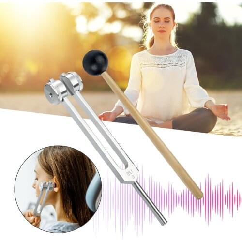 128HZ Aluminum Alloy Silver Tuning Fork Chakra Hammer Ball Diagnostic Tool for Sound Healing Therapy Health Care